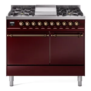 Ilve UPD40FQNMPBUBLP Nostalgie Ii 40 Inch Dual Fuel Liquid Propane Freestanding Range In Burgundy With Bronze Trim Freestanding Ranges freestanding dual fuel range 30 inch