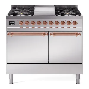 Ilve UPD40FQNMPSSP Nostalgie Ii 40 Inch Dual Fuel Natural Gas Freestanding Range In Stainless Steel With Copper Trim Freestanding Ranges freestanding dual fuel range 30 inch