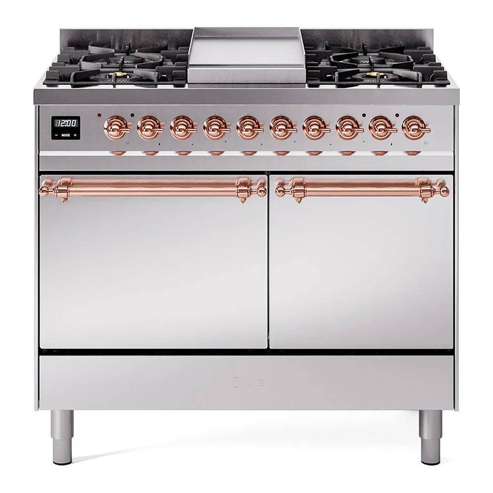 Ilve UPD40FQNMPSSP Nostalgie Ii 40 Inch Dual Fuel Natural Gas Freestanding Range In Stainless Steel With Copper Trim Freestanding Ranges freestanding dual fuel range 30 inch