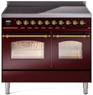 Ilve UPDI406NMPBUG Nostalgie Ii 40 Inch Electric Freestanding Range In Burgundy With Brass Trim Freestanding Ranges freestanding dual fuel range 30 inch