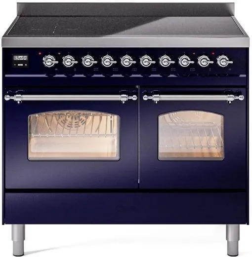 Ilve UPDI406NMPMBC Nostalgie Ii 40 Inch Electric Freestanding Range In Blue With Chrome Trim Freestanding Ranges freestanding dual fuel range 30 inch