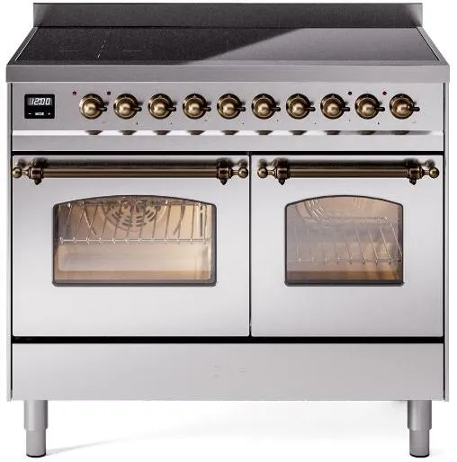 Ilve UPDI406NMPSSB Nostalgie Ii 40 Inch Electric Freestanding Range In Stainless Steel With Bronze Trim Freestanding Ranges freestanding dual fuel range 30 inch