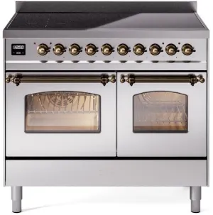 Ilve UPDI406NMPSSB Nostalgie Ii 40 Inch Electric Freestanding Range In Stainless Steel With Bronze Trim Freestanding Ranges freestanding dual fuel range 30 inch