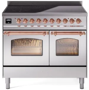 Ilve UPDI406NMPSSP Nostalgie Ii 40 Inch Electric Freestanding Range In Stainless Steel With Copper Trim Freestanding Ranges freestanding dual fuel range 30 inch
