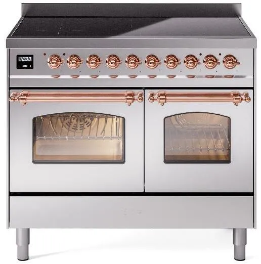 Ilve UPDI406NMPSSP Nostalgie Ii 40 Inch Electric Freestanding Range In Stainless Steel With Copper Trim Freestanding Ranges freestanding dual fuel range 30 inch