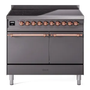 Ilve UPDI406QNMPMGP Nostalgie Ii 40 Inch Electric Freestanding Range In Matte Graphite With Copper Trim Freestanding Ranges freestanding dual fuel range 30 inch