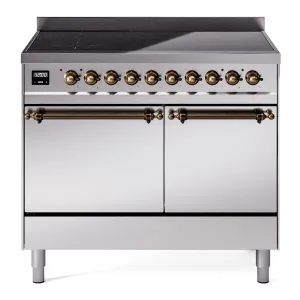 Ilve UPDI406QNMPSSB Nostalgie Ii 40 Inch Electric Freestanding Range In Stainless Steel With Bronze Trim Freestanding Ranges freestanding dual fuel range 30 inch