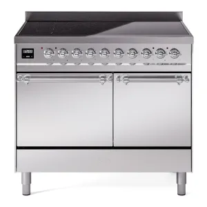 Ilve UPDI406QNMPSSC Nostalgie Ii 40 Inch Electric Freestanding Range In Stainless Steel With Chrome Trim Freestanding Ranges freestanding dual fuel range 30 inch