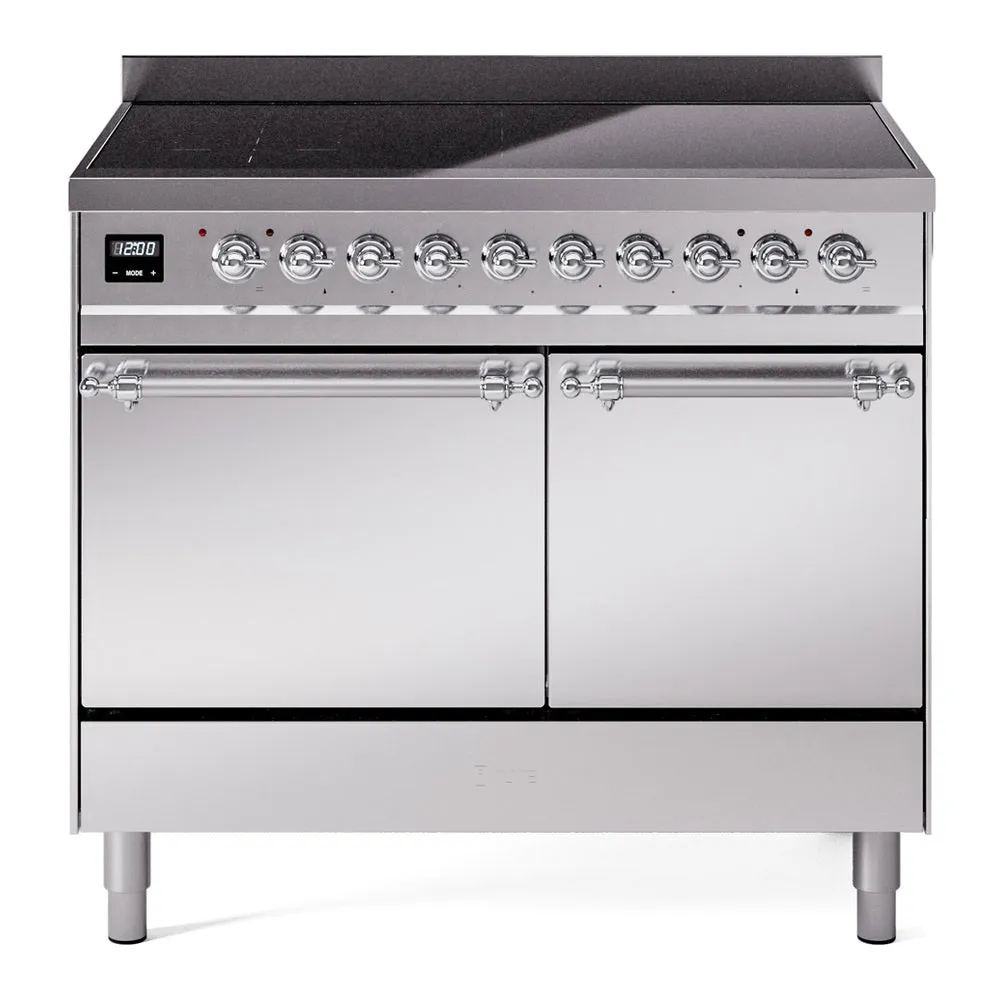 Ilve UPDI406QNMPSSC Nostalgie Ii 40 Inch Electric Freestanding Range In Stainless Steel With Chrome Trim Freestanding Ranges freestanding dual fuel range 30 inch