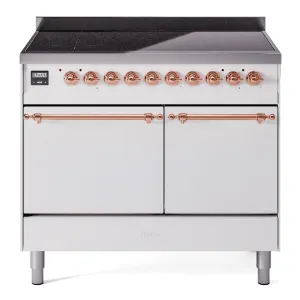 Ilve UPDI406QNMPWHP Nostalgie Ii 40 Inch Electric Freestanding Range In White With Copper Trim Freestanding Ranges freestanding dual fuel range 30 inch