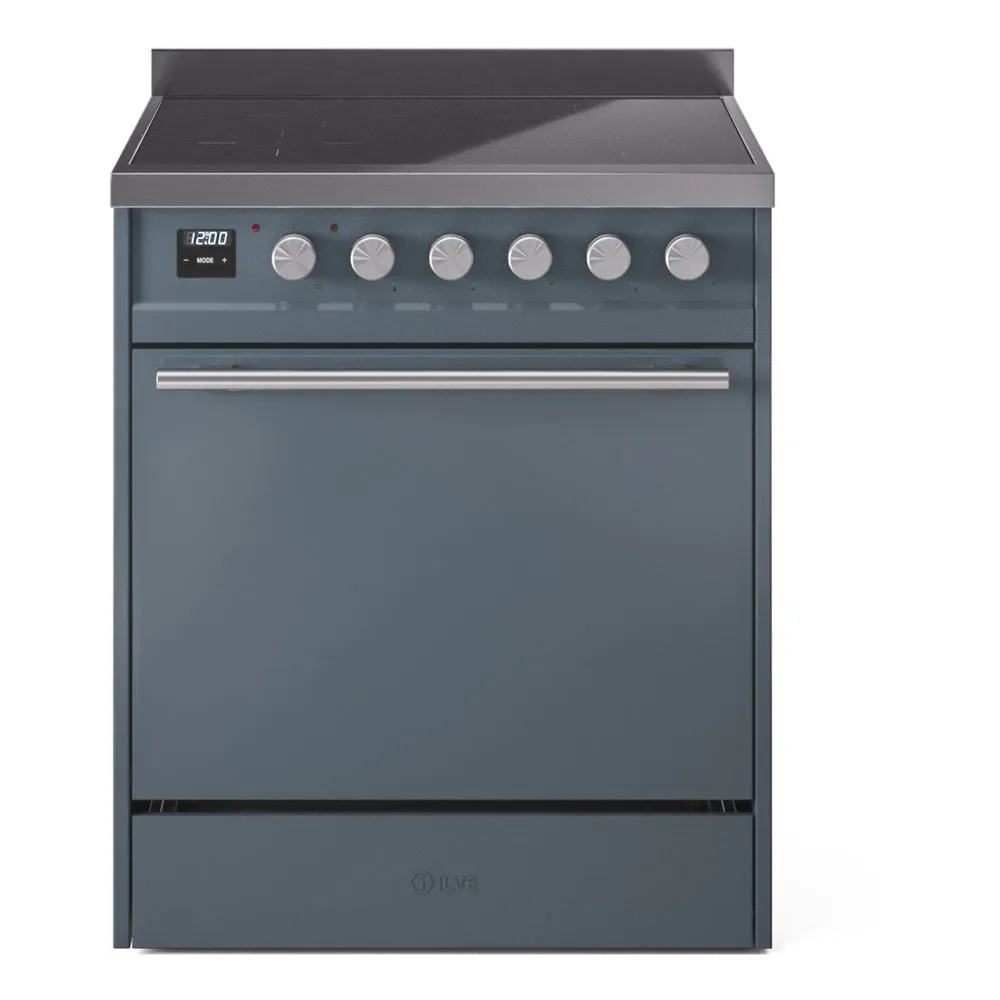 Ilve UPI304QMPBG Professional Plus Ii 30 Inch Electric Freestanding Range In Blue Grey With Trim Freestanding Ranges freestanding dual fuel range 30 inch