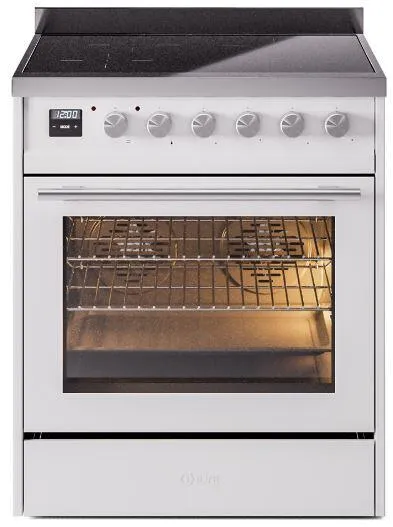 Ilve UPI304WMPWH Professional Plus Ii 30 Inch Electric Freestanding Range In White With Trim Freestanding Ranges freestanding dual fuel range 30 inch