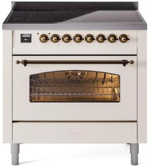 Ilve UPI366NMPAWB Nostalgie Ii 36 Inch Electric Freestanding Range In Antique White With Bronze Trim Freestanding Ranges freestanding dual fuel range 30 inch