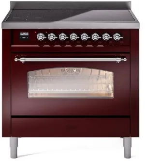 Ilve UPI366NMPBUC Nostalgie Ii 36 Inch Electric Freestanding Range In Burgundy With Chrome Trim Freestanding Ranges freestanding dual fuel range 30 inch