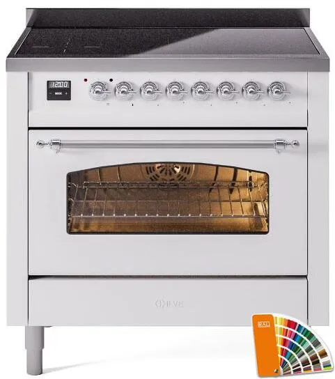 Ilve UPI366NMPRAC Nostalgie Ii 36 Inch Electric Freestanding Range In Ral Custom Color With Chrome Trim Freestanding Ranges freestanding dual fuel range 30 inch