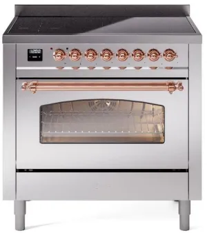 Ilve UPI366NMPSSP Nostalgie Ii 36 Inch Electric Freestanding Range In Stainless Steel With Copper Trim Freestanding Ranges freestanding dual fuel range 30 inch