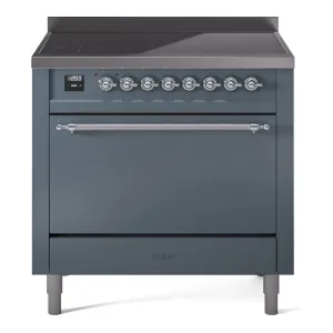 Ilve UPI366QNMPBGC Nostalgie Ii 36 Inch Electric Freestanding Range In Blue Grey With Chrome Trim Freestanding Ranges freestanding dual fuel range 30 inch