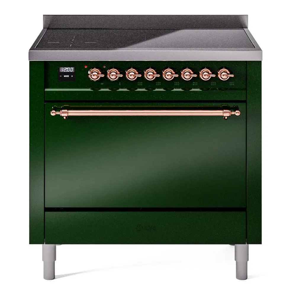 Ilve UPI366QNMPEGP Nostalgie Ii 36 Inch Electric Freestanding Range In Emerald Green With Copper Trim Freestanding Ranges freestanding dual fuel range 30 inch