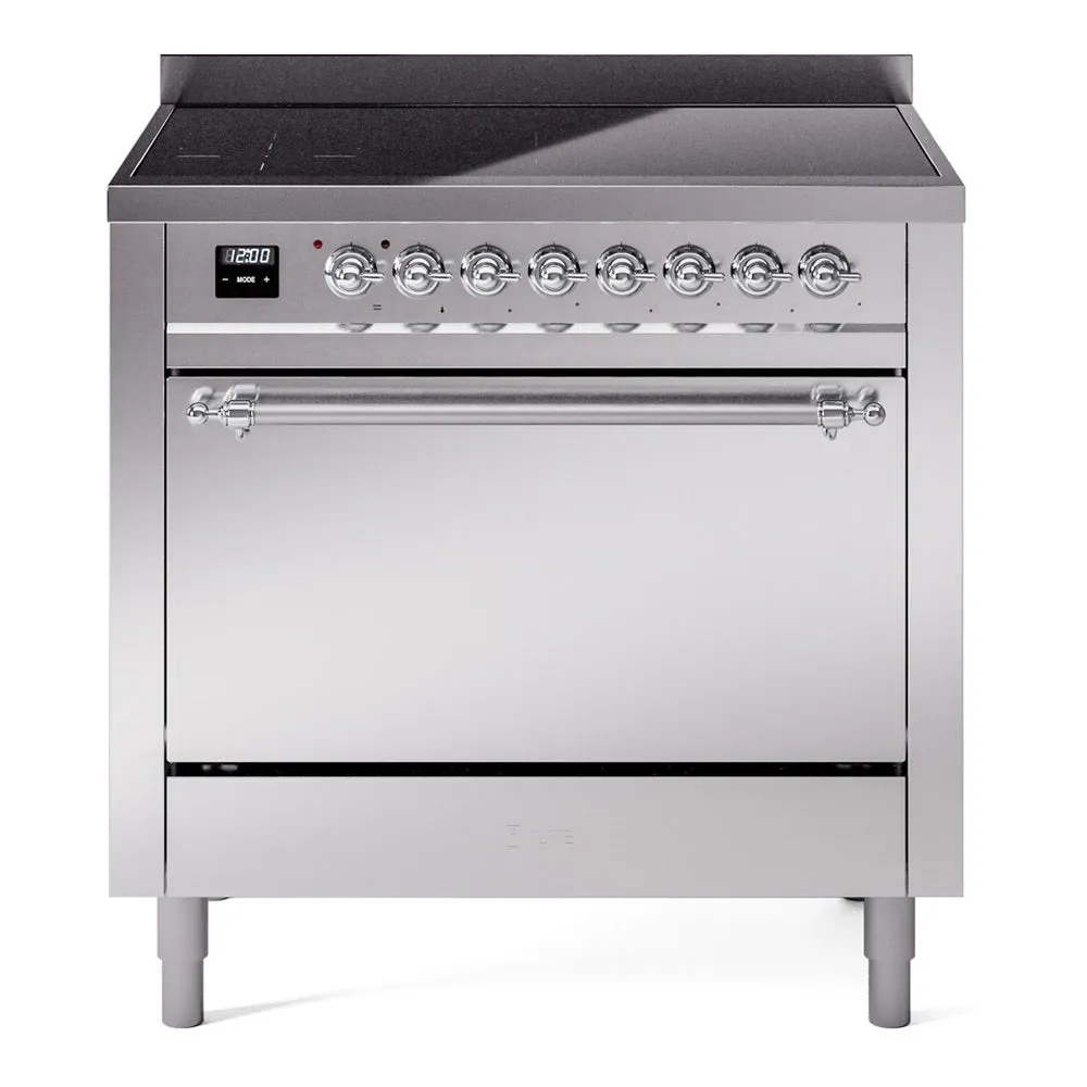 Ilve UPI366QNMPSSC Nostalgie Ii 36 Inch Electric Freestanding Range In Stainless Steel With Chrome Trim Freestanding Ranges freestanding dual fuel range 30 inch