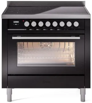 Ilve UPI366WMPBK Professional Plus Ii 36 Inch Electric Freestanding Range In Glossy Black With Trim Freestanding Ranges freestanding dual fuel range 30 inch