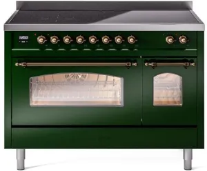 Ilve UPI486NMPEGB Nostalgie Ii 48 Inch Electric Freestanding Range In Emerald Green With Bronze Trim Freestanding Ranges freestanding dual fuel range 30 inch