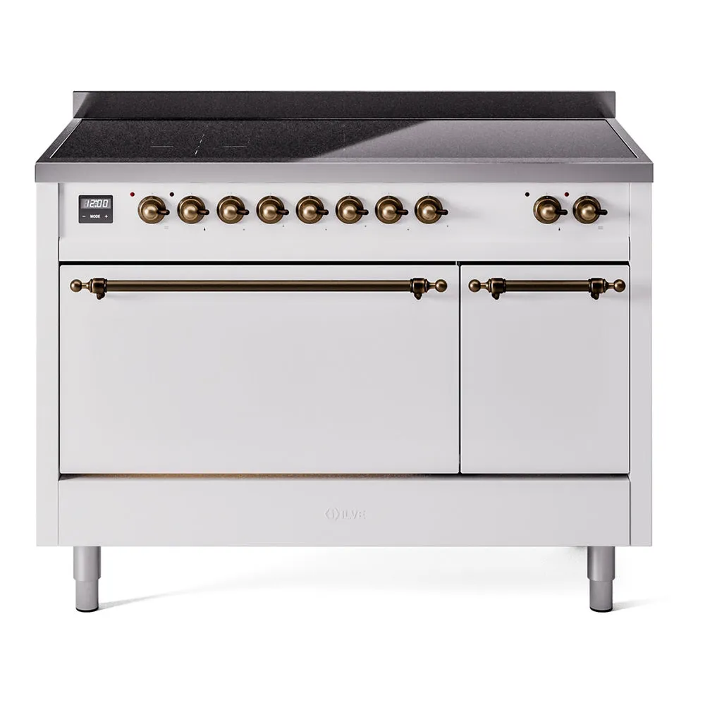 Ilve UPI486QNMPWHB Nostalgie Ii 48 Inch Electric Freestanding Range In White With Bronze Trim Freestanding Ranges freestanding dual fuel range 30 inch