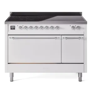 Ilve UPI486QNMPWHC Nostalgie Ii 48 Inch Electric Freestanding Range In White With Chrome Trim Freestanding Ranges freestanding dual fuel range 30 inch