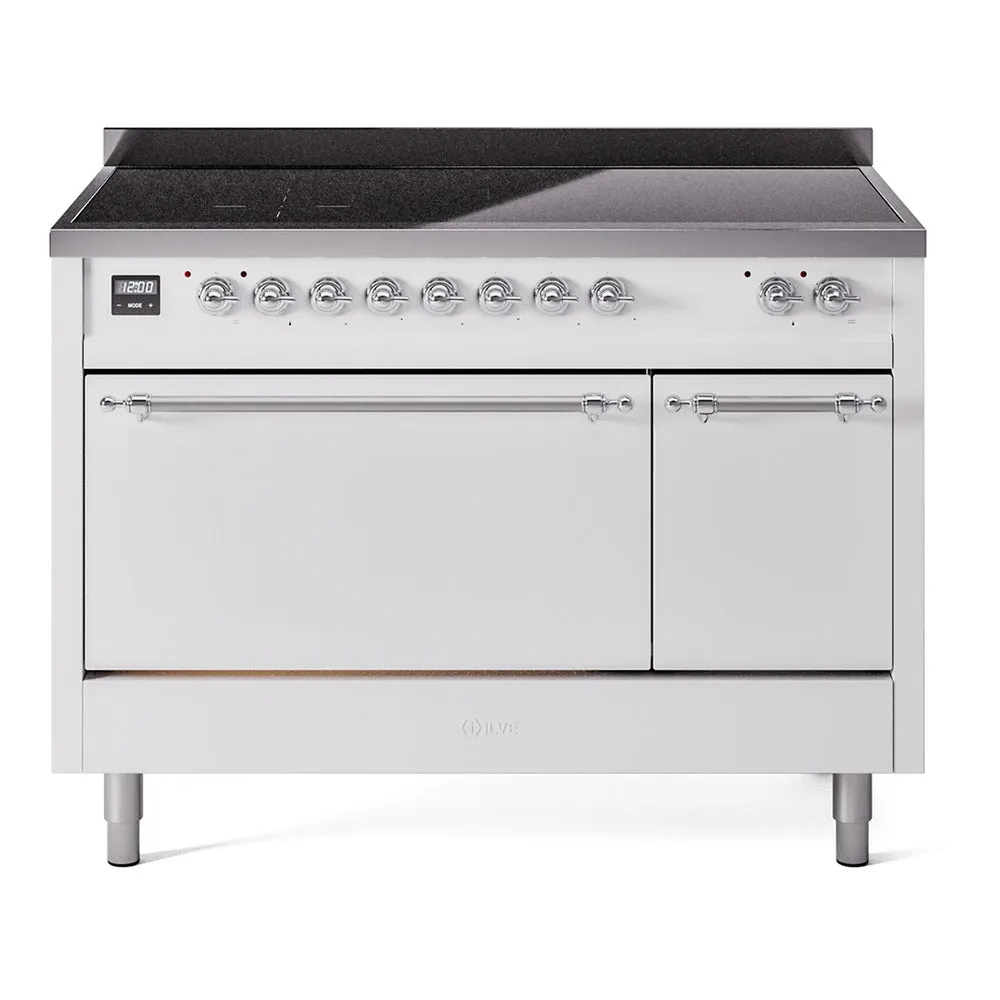 Ilve UPI486QNMPWHC Nostalgie Ii 48 Inch Electric Freestanding Range In White With Chrome Trim Freestanding Ranges freestanding dual fuel range 30 inch