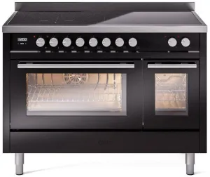 Ilve UPI486WMPBK Professional Plus Ii 48 Inch Electric Freestanding Range In Glossy Black With Trim Freestanding Ranges freestanding dual fuel range 30 inch