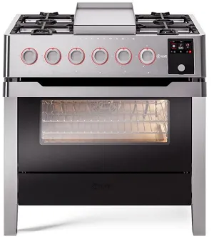 Ilve UPM09FDS3SSLP Panoramagic 36 Inch Dual Fuel Liquid Propane Freestanding Range In Stainless Steel With Trim Freestanding Ranges freestanding dual fuel range 30 inch