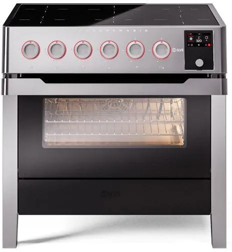 Ilve UPMI09S3SS Panoramagic 36 Inch Electric Freestanding Range In Stainless Steel With Trim Freestanding Ranges freestanding dual fuel range 30 inch