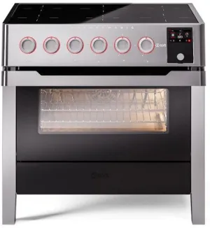 Ilve UPMI09S3SS Panoramagic 36 Inch Electric Freestanding Range In Stainless Steel With Trim Freestanding Ranges freestanding dual fuel range 30 inch