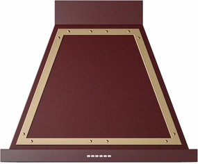 Ilve UANB30BUG Ilve Uanb30Bug Nostalgie 30" Hood In Burgundy With Brass Trim Ventilation Range Hoods high suction kitchen exhaust hood
