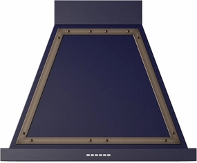Ilve UANB30MBB Ilve Uanb30Mbb Nostalgie 30" Hood In Midnight Blue With Bronze Trim Ventilation Range Hoods high suction kitchen exhaust hood