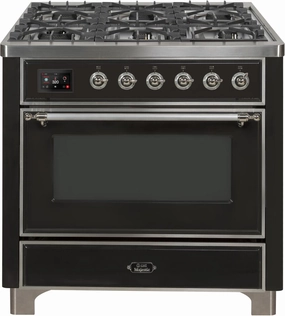 Ilve UM09FDNS3MGC Majestic Ii 36 Inch Dual Fuel Natural Gas Freestanding Range In Matte Graphite With Chrome Trim Freestanding Ranges freestanding dual fuel range 30 inch
