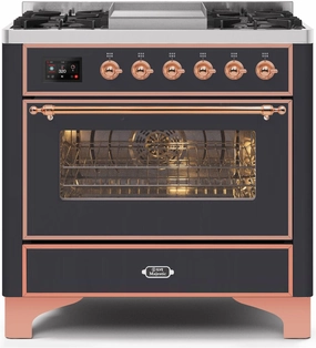 Ilve UM09FDNS3MGPLP Majestic Ii 36 Inch Dual Fuel Liquid Propane Freestanding Range In Matte Graphite With Copper Trim Freestanding Ranges freestanding dual fuel range 30 inch