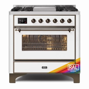 Ilve UM09FDNS3RAB Ilve Majestic Ii 36 Um09Fdns3Rab Freestanding Dual Fuel Range With 6 Sealed Burners Yes Single Oven With Triple Glass Door In Ral Color With Bronze Knobs Freestanding Ranges freestanding dual fuel range 30 inch