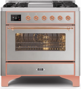 Ilve UM09FDNS3SSPLP Majestic Ii 36 Inch Dual Fuel Liquid Propane Freestanding Range In Stainless Steel With Copper Trim Freestanding Ranges freestanding dual fuel range 30 inch