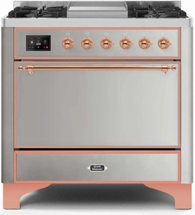 Ilve UM09FDQNS3SSP Majestic Ii 36 Inch Dual Fuel Natural Gas Freestanding Range In Stainless Steel With Copper Trim Freestanding Ranges freestanding dual fuel range 30 inch