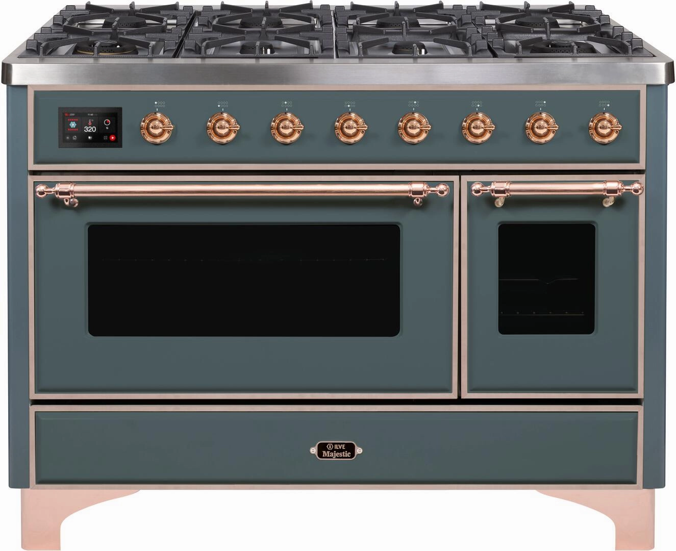 Ilve UM12FDNS3BGP Majestic Ii 48 Inch Dual Fuel Natural Gas Freestanding Range In Blue Grey With Copper Trim Freestanding Ranges freestanding dual fuel range 30 inch