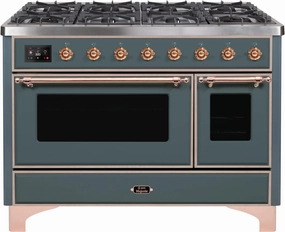 Ilve UM12FDNS3BGP Majestic Ii 48 Inch Dual Fuel Natural Gas Freestanding Range In Blue Grey With Copper Trim Freestanding Ranges freestanding dual fuel range 30 inch