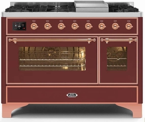 Ilve UM12FDNS3BUPLP Majestic Ii 48 Inch Dual Fuel Liquid Propane Freestanding Range In Burgundy With Copper Trim Freestanding Ranges freestanding dual fuel range 30 inch