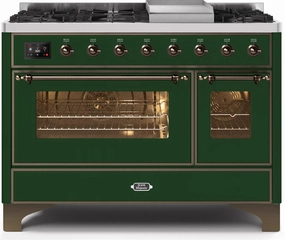 Ilve UM12FDNS3EGBLP Majestic Ii 48 Inch Dual Fuel Liquid Propane Freestanding Range In Emerald Green With Bronze Trim Freestanding Ranges freestanding dual fuel range 30 inch