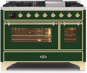 Ilve UM12FDNS3EGGLP Majestic Ii 48 Inch Dual Fuel Liquid Propane Freestanding Range In Emerald Green With Brass Trim Freestanding Ranges freestanding dual fuel range 30 inch