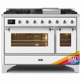 Ilve UM12FDNS3RAC Ilve Majestic Ii 48 Um12Fdns3Rac Freestanding Dual Fuel Range With 8 Sealed Burners Yes Double Oven With Triple Glass Door In Ral Color With Chrome Knobs Freestanding Ranges freestanding dual fuel range 30 inch