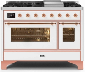 Ilve UM12FDNS3WHPLP Majestic Ii 48 Inch Dual Fuel Liquid Propane Freestanding Range In White With Copper Trim Freestanding Ranges freestanding dual fuel range 30 inch