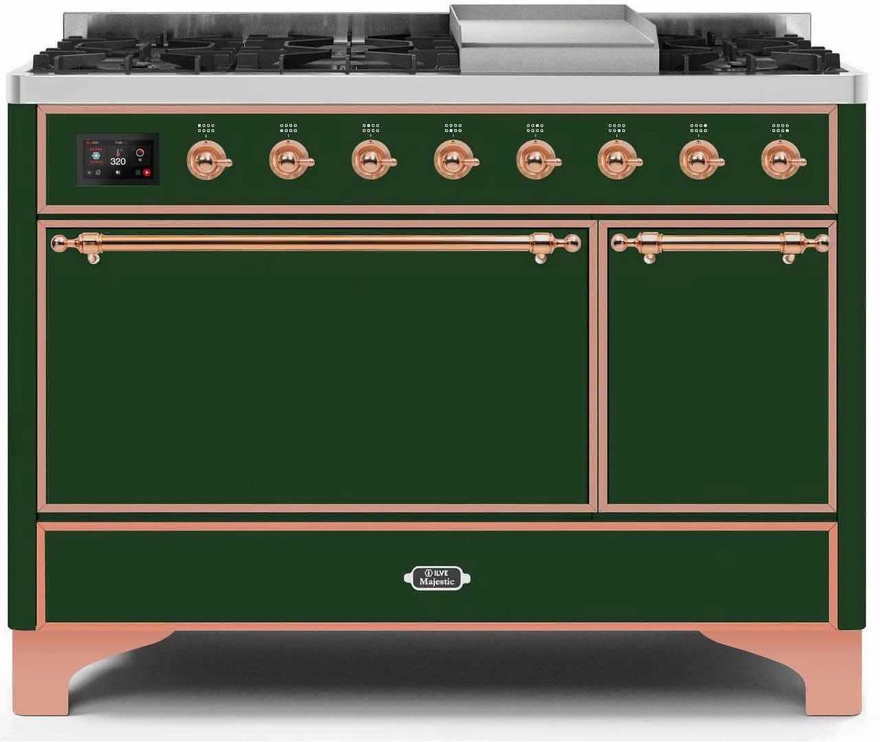 Ilve UM12FDQNS3EGPLP Majestic Ii 48 Inch Dual Fuel Liquid Propane Freestanding Range In Emerald Green With Copper Trim Freestanding Ranges freestanding dual fuel range 30 inch