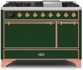 Ilve UM12FDQNS3EGPLP Majestic Ii 48 Inch Dual Fuel Liquid Propane Freestanding Range In Emerald Green With Copper Trim Freestanding Ranges freestanding dual fuel range 30 inch