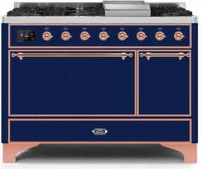 Ilve UM12FDQNS3MBPLP Majestic Ii 48 Inch Dual Fuel Liquid Propane Freestanding Range In Blue With Copper Trim Freestanding Ranges freestanding dual fuel range 30 inch