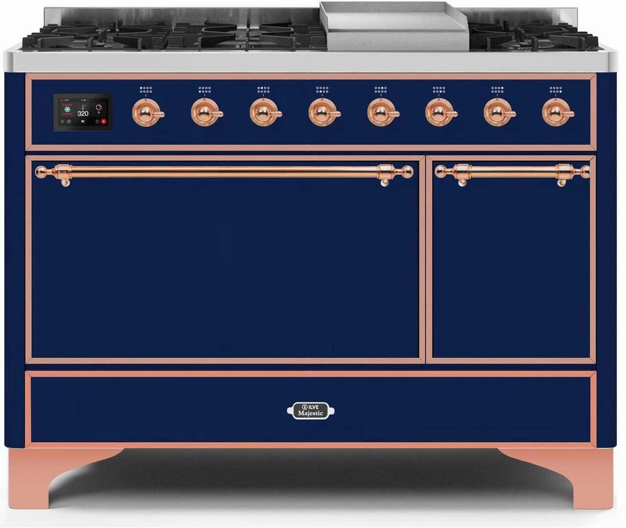 Ilve UM12FDQNS3MBPLP Majestic Ii 48 Inch Dual Fuel Liquid Propane Freestanding Range In Blue With Copper Trim Freestanding Ranges freestanding dual fuel range 30 inch